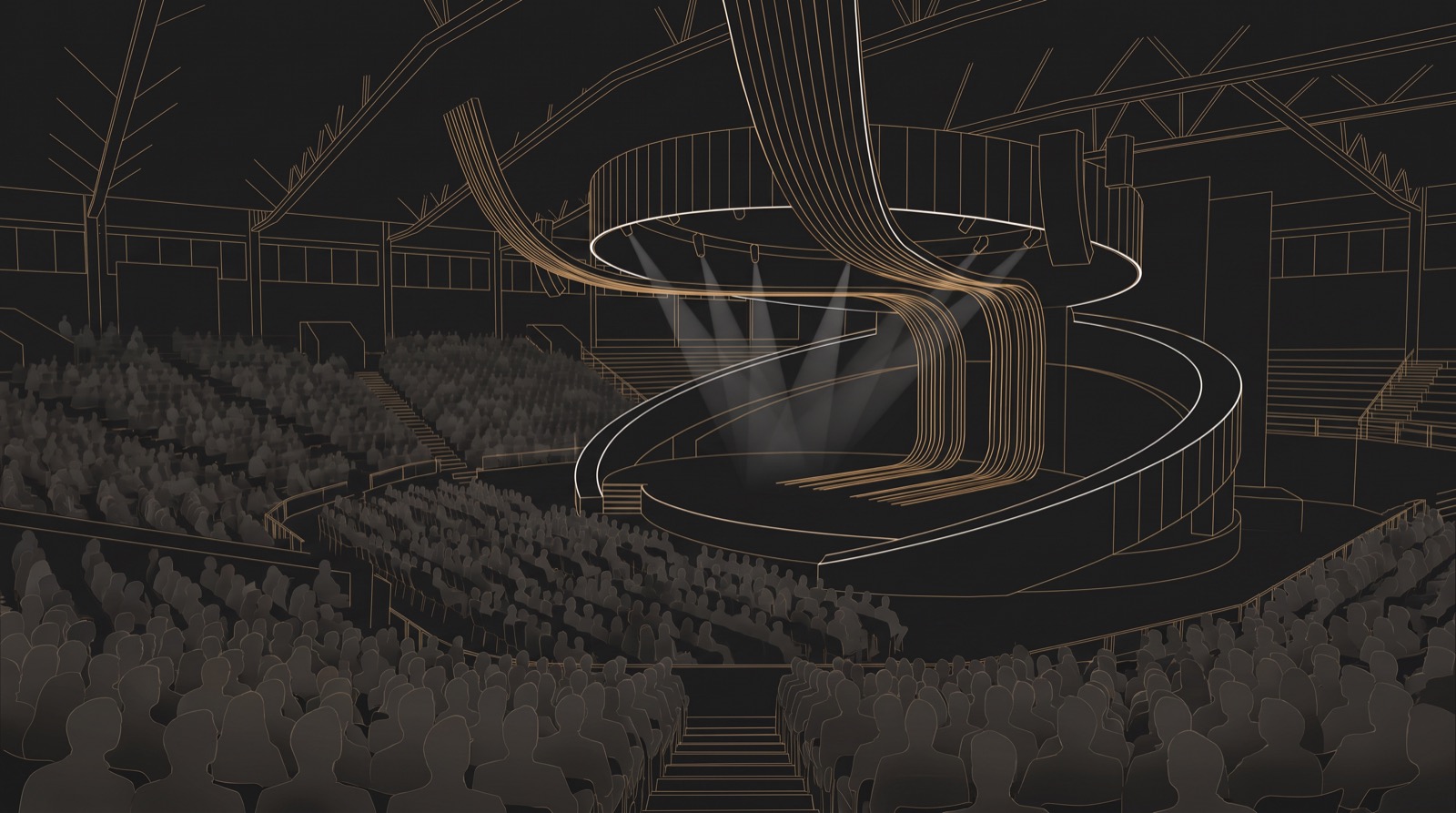 Concept visualization of The Bureau Fashion Summit arena stage
